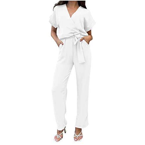 ZWDC Latzhosen Für Damen, Arbeitshose Frauen, Jumpsuit Damen Sport, Jumpsuit Damen Weiß, Garten Latzhose Damen, Yoga Jumpsuit Damen, Damen Jumpsuit Elegant von ZWDC