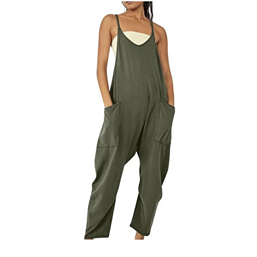 ZWDC Sporthose Damen, Playsuit, Kostüm Jumpsuit, Sommer Arbeitshose, Sporthose Damen 3/4, Jumpsuit Damen Sommer, Leinen Latzhose Damen von ZWDC