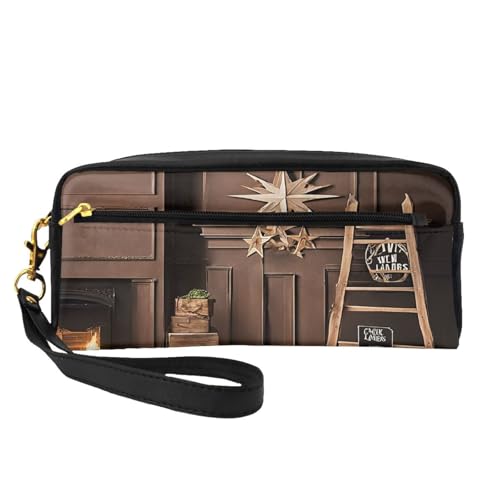 ZXMDZTSS Federmäppchen und Make-up-Tasche aus PU-Leder mit Aufdruck "Merry Christmas and Happy New Year", kompakter Organizer für Studenten, Künstler, Reisen, Schwarz , Einheitsgröße, Lässiger ZXMDZTSS Federmäppchen und Make-up-Tasche aus PU-Leder mit Aufdruck "Merry Christmas and Happy New Year", kompakter Organizer für Studenten, Künstler, Reisen, Schwarz , Einheitsgröße, Lässiger von ZXMDZTSS