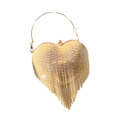 ZYHARUKO Abendtasche mit glitzernden Strasssteinen verziert, mit Quasten-Design, Kette, Schultergurt, Handtasche für Abschlussball, gold ZYHARUKO Abendtasche mit glitzernden Strasssteinen verziert, mit Quasten-Design, Kette, Schultergurt, Handtasche für Abschlussball, gold von ZYHARUKO