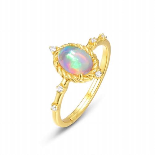 ZYNSAE Geometrie Opal Ring S925 Sterling Silber Ring von ZYNSAE