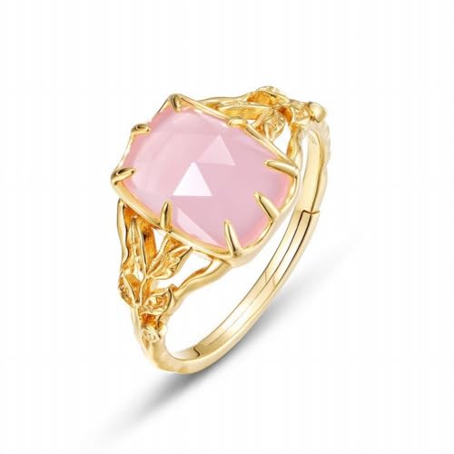 ZYNSAE Geometrische Synthetische Rosa Kristall Ring S925 Sterling Silber Ring von ZYNSAE