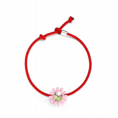 ZYNSAE Kleine Daisy Armband S925 Pure Silver Red Rope Armband von ZYNSAE