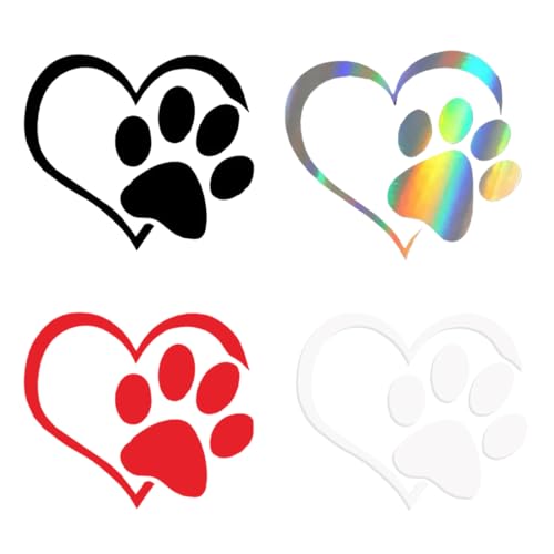 Autoaufkleber Wandtattoo, 4er Set Aufkleber Pfote und Herz, Pfotensticker mit Herz für Autos, Waschstraßentauglich, Hunde Namen Pfote mit Herz Haustier für Auto Wand Spiegel Autoaufkleber Wandtattoo, 4er Set Aufkleber Pfote und Herz, Pfotensticker mit Herz für Autos, Waschstraßentauglich, Hunde Namen Pfote mit Herz Haustier für Auto Wand Spiegel von ZYOMVUN