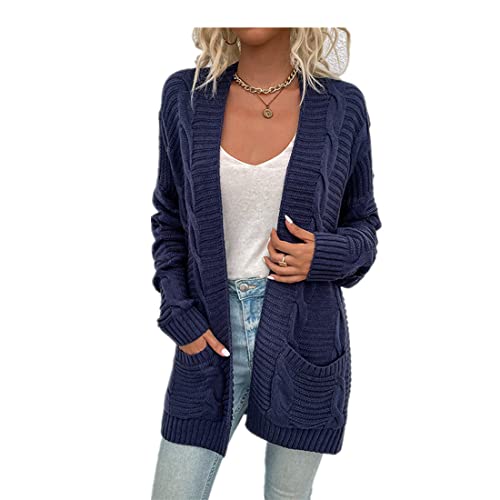 ZYUD Strickjacke Damen Lang Offene Knöpfen Grobstrickjacke Cardigan Strickgewirk Pullover Mantel Damen Strickjacke Lang Strickmantel Cardigan Damen Herbst Winter Casual Pulli Sweater Jacke Outwear von ZYUD