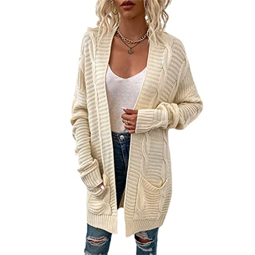 ZYUD Strickjacke Damen Lang Offene Knöpfen Grobstrickjacke Cardigan Strickgewirk Pullover Mantel Damen Strickjacke Lang Strickmantel Cardigan Damen Herbst Winter Casual Pulli Sweater Jacke Outwear von ZYUD