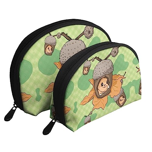 Cartoon Eichhörnchen Tragbare Taschen Clutch Beutel,Mutter Und Kind Aufbewahrungstasche,Shell Form Münze Große Kapazität Geldbörse Lagerung Für Kosmetik,Kleine Alltagsgegenstände, Weiss/opulenter von ZYVIA