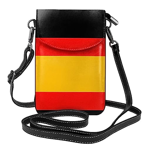 Deutschland-Flagge Leder Crossbody Flap Phone Tasche, kleine Handy-Geldbörse, weich, langlebig und wasserdicht, PU-Leder, weiches Futter, Magnetverschluss, entworfen für Mädchen, Schwarz, von ZYVIA