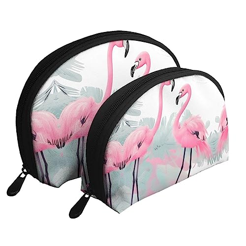 Rosa Flamingo Tragbare Taschen Clutch Beutel,Mutter Und Kind Aufbewahrungstasche,Shell Form Münze Große Kapazität Geldbörse Lagerung Für Kosmetik,Kleine Alltagsgegenstände, Weiss/opulenter Garten, von ZYVIA