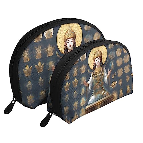 Statue Of God Portable Bags Clutch Pouch,Mother And Child Storage Bag,Shell Shape Coin Large Capacity Purse Storage For Cosmetics,Small Everyday Items, Weiss/opulenter Garten, Einheitsgröße von ZYVIA