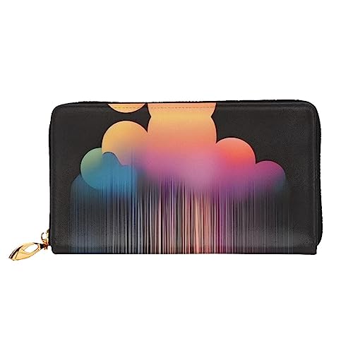 ZYVIA Bunte Regenbogen-Regenleder-Geldbörse, lange Clutch-Geldbörse, weiches Material, Reißverschluss-Design, Anti-Verlust-Geld, 12 Bankkartenfächer, leicht, wasserdicht und langlebig für das von ZYVIA