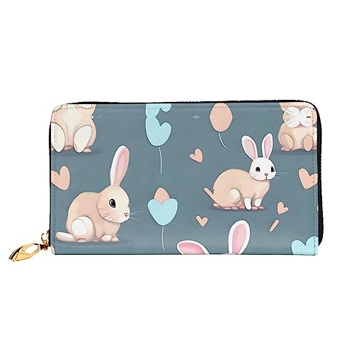 ZYVIA Cartoon Cute Bunny Leather Wallet,Leather Material Waterproof,Zip Design For Durability 12 Credit Card Slots,3 Full Pocket Cash Slots,Designed For Fashionable Girls And Women, Schwarz, von ZYVIA