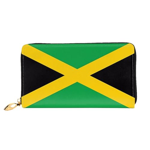 ZYVIA Jamaika-Flagge Modische doppelseitig bedruckte Leder lange Brieftasche multifunktionale Damengeldbörse Kunstleder große Kapazität weich, Schwarz , Einheitsgröße von ZYVIA