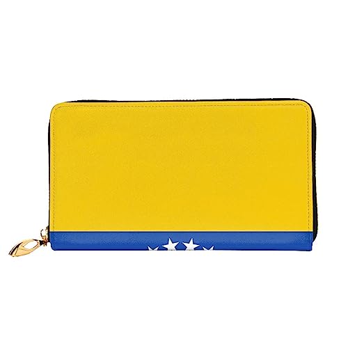 ZYVIA Ledergeldbörse mit Flagge von Venezuela, lange Clutch, weiches Material, Reißverschluss-Design, Anti-Verlust-Geld, 12 Bankkartenfächer, leicht, wasserdicht und langlebig für das stilvolle von ZYVIA