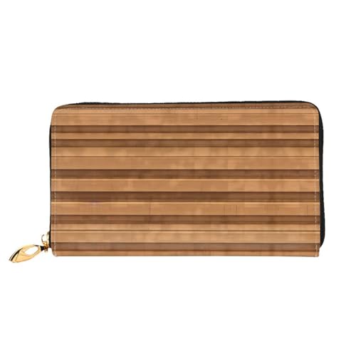 ZYVIA Original Holz Farbe Textur Modische doppelseitig bedruckte Leder Lange Brieftasche Multifunktionale Damen Geldbörse Kunstleder Große Kapazität Weich, Schwarz , Einheitsgröße von ZYVIA