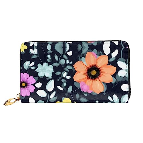 ZYVIA Schöne bunte Blumen-Ledergeldbörse, lange Clutch-Geldbörse, weiches Material, Reißverschluss-Design, Anti-Verlust-Geld, 12 Bankkartenfächer, leicht, wasserdicht und langlebig für das stilvolle von ZYVIA