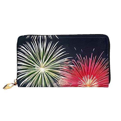 ZYVIA Splendid Fireworks Ledergeldbörse, lange Clutch, weiches Material, Reißverschluss-Design, Anti-Verlust-Geld, 12 Kreditkartenfächer, leicht, wasserdicht und langlebig für das stilvolle Mädchen, von ZYVIA