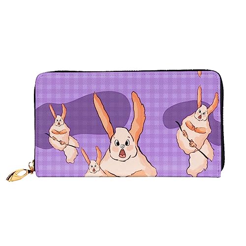 ZYVIA Wacky Bunny Ledergeldbörse, lange Clutch, weiches Material, Reißverschluss-Design, Anti-Verlust-Geld, 12 Bankkartenfächer, leicht, wasserdicht und langlebig für das stilvolle Mädchen, Schwarz, von ZYVIA