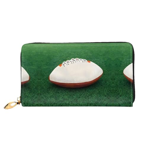 ZYVIA Weiß Rugby Ball Modische doppelseitig bedruckte Leder lange Brieftasche Multifunktions Damen Geldbörse Kunstleder große Kapazität weich, Schwarz , Einheitsgröße von ZYVIA