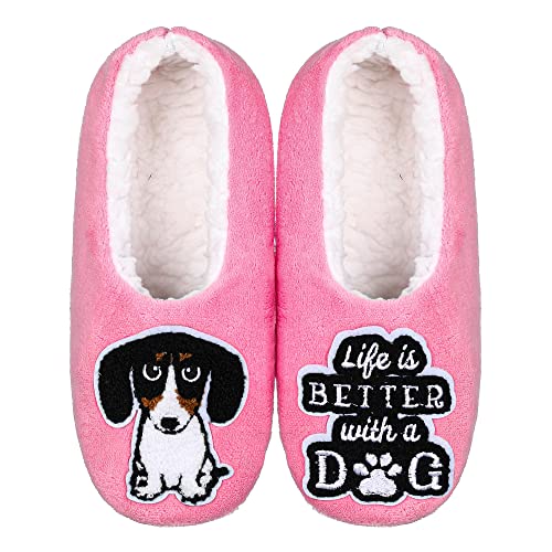 ZYZX Hausschuhsocken Damen Hund Motiv Winter Warme Weiche Niedlich Kuschel Hausschuhe Fleece-lined Lustige Flauschig Stoppersocken mit Antirutsch-Sohle Haussocken Geschenke von ZYZX