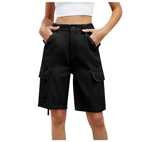 Bermuda Damen Sommer Elegant Kurze Hose Damen Elastische Hohe Taille Loose Fit Weite Bein Cargo Shorts mit Multi Taschen Baumwolle Bermuda Shorts Casual Sommer Wandern Bermuda Damen Sommer Elegant Kurze Hose Damen Elastische Hohe Taille Loose Fit Weite Bein Cargo Shorts mit Multi Taschen Baumwolle Bermuda Shorts Casual Sommer Wandern von ZZHZGZ