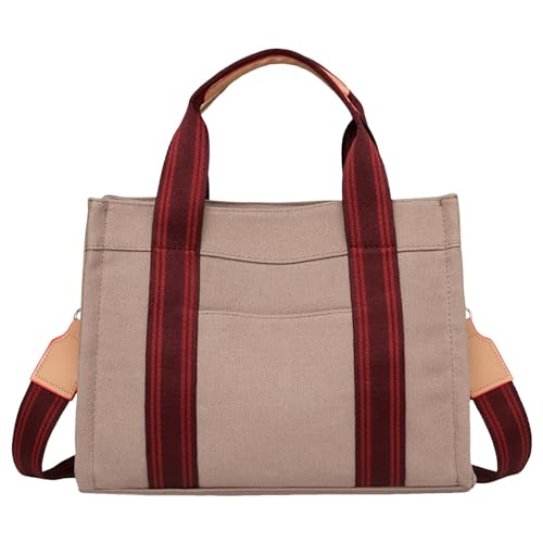 Damen Handtasche Umhängetasche Frauen Umhängetasche Modische Muster Einfache Farbe Block Retro Praktische Große Kapazität Zipper Handtasche (Khaki, One Size) von ZZHZGZ