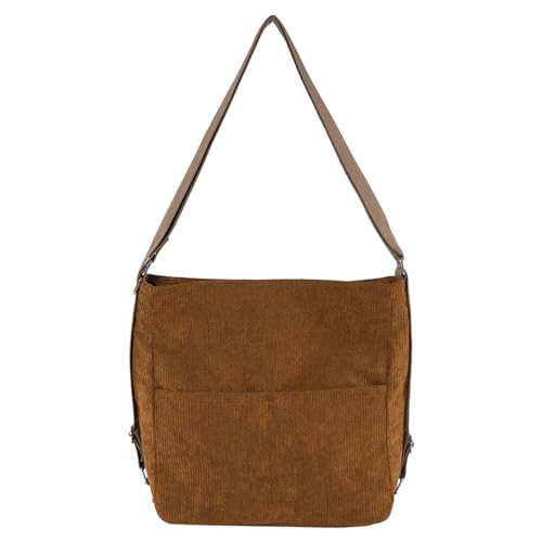 Damen Tote Bag Handtasche Frauen Schulter Tasche Mode Muster Einfache Feste Farbe Casual Große Kapazität Praktische Zipper Messenger Tasche (Brown, One Size) von ZZHZGZ