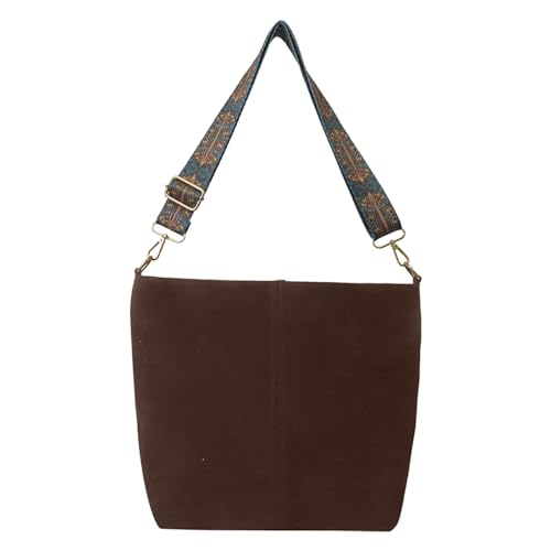 Damen Tote Bag Handtasche Frauen Schulter Tasche Mode Muster Einfache Feste Farbe Retro Casual Große Kapazität Zipper Messenger Tasche (Brown, One Size) von ZZHZGZ