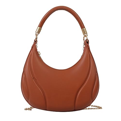 Damen Tote Bag Handtasche Frauen Schulter Tasche Mode Muster Einfarbig Retro Praktische Große Kapazität Zipper Messenger Tasche (Brown, One Size) von ZZHZGZ