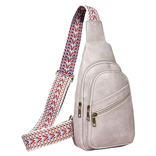 Umhängetaschen Damen Crossbody Bag Frauen Schulter Tasche Mode Muster Einfache Retro Layer Zipper Praktische Große Kapazität Brust Tasche (Grey, One Size) von ZZHZGZ