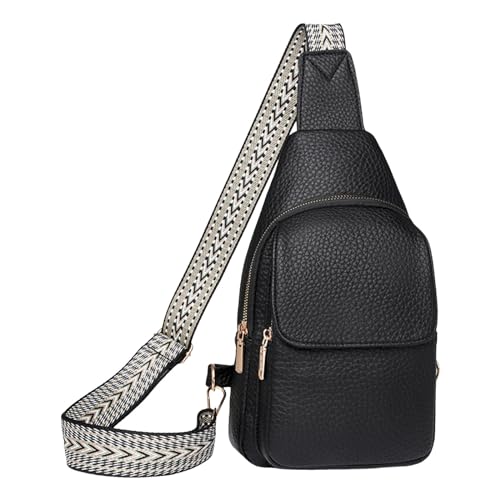 Umhängetaschen Damen Crossbody Bag Frauen Schulter Tasche Modische Muster Einfache Feste Farbe Komfortable Regendicht Zipper Große Kapazität Umhängetasche (Black, One Size) von ZZHZGZ