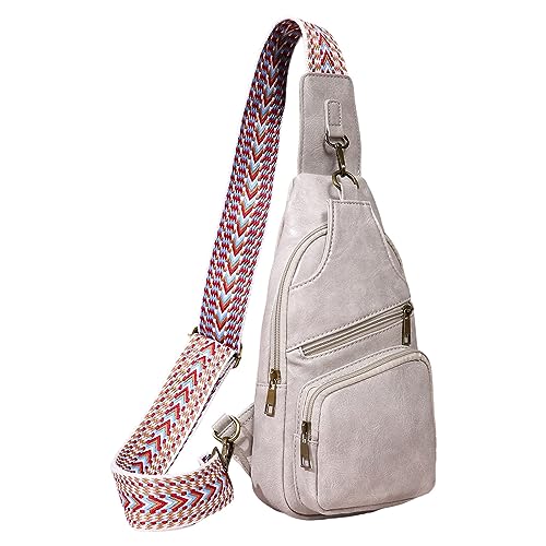 Umhängetaschen Damen Crossbody Bag Frauen Umhängetasche Mode Muster Einfache Solide Vintage Böhmischen Messenger Tasche Brust Tasche (Grey, One Size) von ZZHZGZ