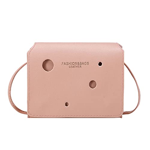 Umhängetaschen Damen Crossbody Bag Frauen Umhängetasche Neues Muster Mode Einfache Solide Verstellbare Riemenschnalle Umhängetasche (Pink, One Size) von ZZHZGZ