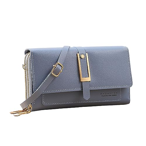 Umhängetaschen Damen Crossbody Bag Handytasche weibliche koreanische Version der multifunktionalen Umhängetasche Umhängetasche Reißverschluss einfarbig einfache Mini-Hundert-Geldbörse (Blue, One Size) von ZZHZGZ