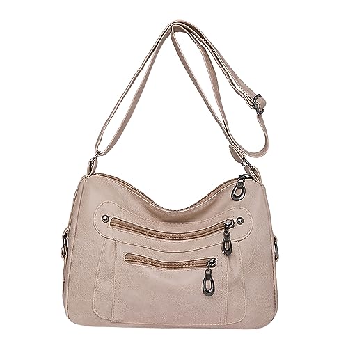 Umhängetaschen Damen Crossbody Bag Vintage klassische weiche stilvolle solide Umhängetasche Trend vielseitige Umhängetasche mit Taschen (White, One Size) von ZZHZGZ