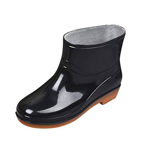 ZZHZGZ Damen Gummistiefel Wasserdicht Regenstiefel Damen Chelsea Stiefel Gartenschuhe Anti-Rutsch Knöchel Stiefeletten mit Komfort Einlegesohle Mode Leicht Regenschuhe für den Außenbereich von ZZHZGZ