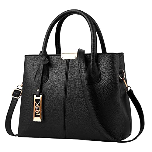 ZZHZGZ Damen Handtasche Umhängetasche Mode Handtasche Einfache Tasche Große Kapazität Eine Schulter Frauen Tasche (Black, One Size) von ZZHZGZ