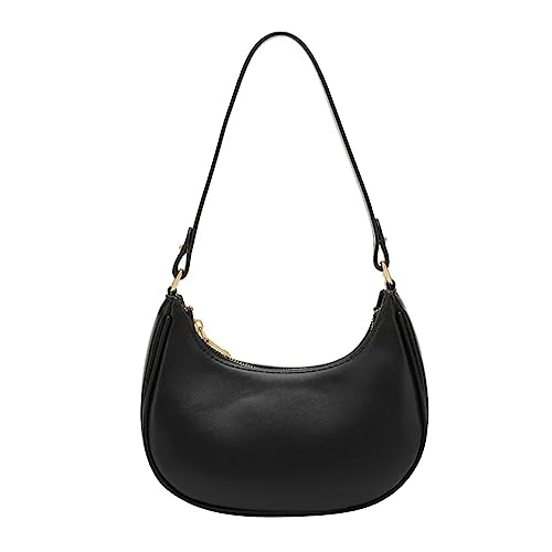 ZZHZGZ Damen Tote Bag Handtasche Damen-Freizeitmode, einfarbig, kontrastierend, eine Schulter, vielseitig einsetzbar, PU-Knödelbrötchen (Black, One Size) von ZZHZGZ