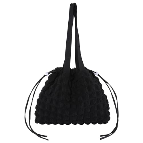 ZZHZGZ Damen Tote Bag Handtasche Damen-Umhängetasche, modisches Muster, Wolke, niedlich frisch, elastisches Band, schrumpfend, lässige Handtasche (Black, One Size) von ZZHZGZ