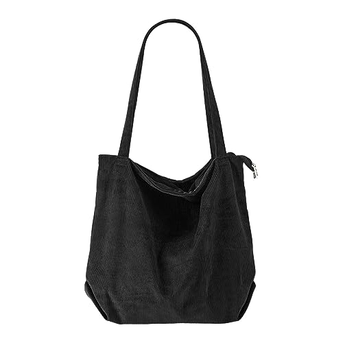 ZZHZGZ Damen Tote Bag Handtasche Damentaschen, lässig, große Kapazität, Einkaufshandtasche, einfache Retro-Mode-Umhängetasche (Black, One Size) von ZZHZGZ