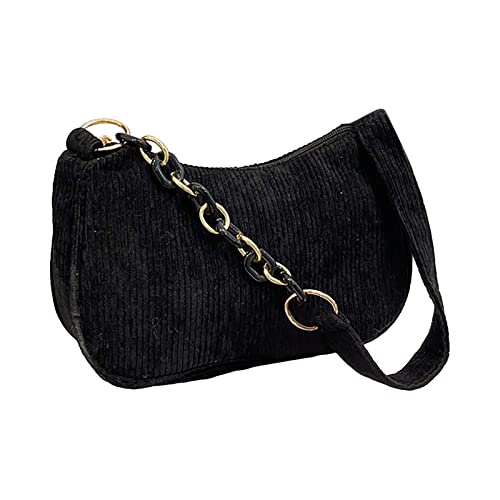 ZZHZGZ Damen Tote Bag Handtasche Einfache, lässige Flanell-Einzelschulter-Umhängetasche für Damen (Black, One Size) von ZZHZGZ