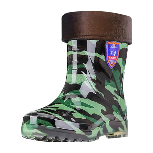 ZZHZGZ Gummistiefel Damen Halbhoch Wasserdicht Regenschuhe Damen Regenstiefeletten Herren Bequem Regenschuhe Gummistiefel Wasserdicht Hohe Gartenschuhe von ZZHZGZ