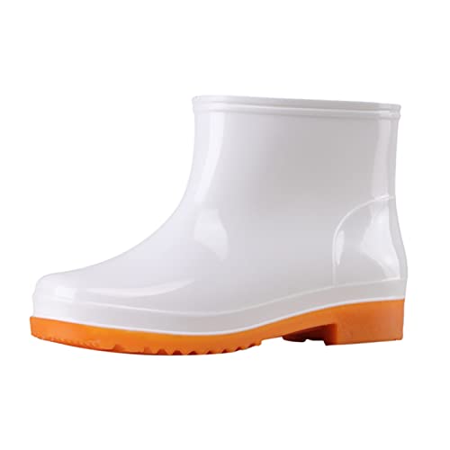 ZZHZGZ Gummistiefel Damen Regenstiefel Damen Gartenschuhe Regen verschleißfeste Damen Wasser Sommer Herren Stiefel Schuhe Outdoor Damen Turnschuhe Klinik Schuhe Damen (White, 38) von ZZHZGZ