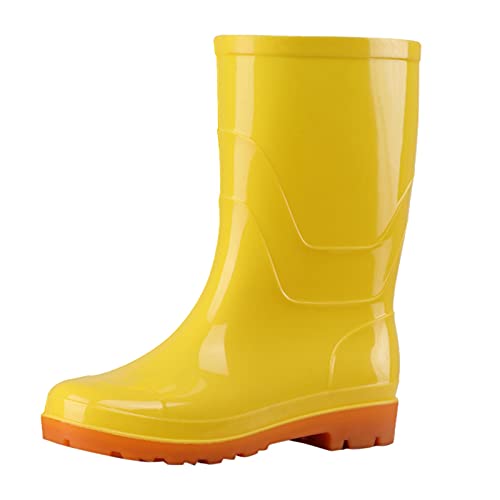 ZZHZGZ Gummistiefel Damen Regenstiefel Damen Schuhe Sommer Herren Damen Garten Verschleißfeste Outdoor Schuhe Wasser Stiefel Regen Damen Turnschuhe Damenschuhe Pumps Flach (Yellow, 40) von ZZHZGZ