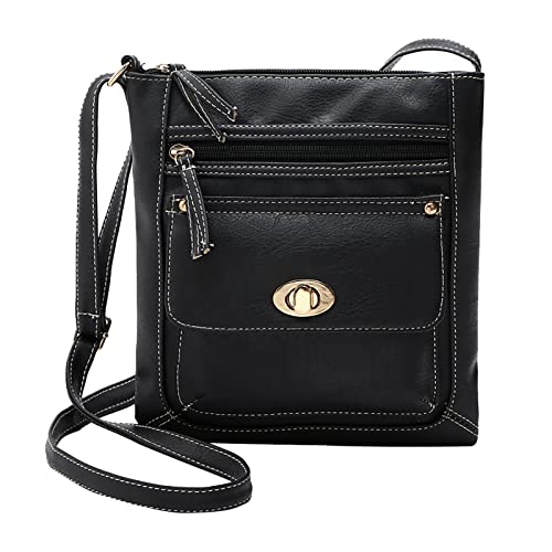 ZZHZGZ Umhängetaschen Damen Crossbody Bag, einfarbig, große Kapazität, verstellbarer Schultergurt, Spannschloss, vielseitige Umhängetasche mit einer Schulter (Black, One Size) von ZZHZGZ