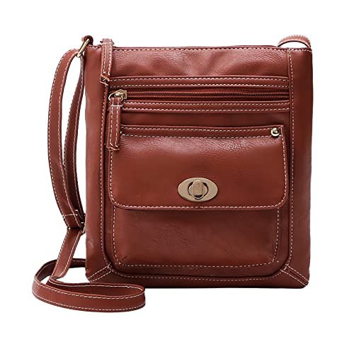 ZZHZGZ Umhängetaschen Damen Crossbody Bag, einfarbig, große Kapazität, verstellbarer Schultergurt, Spannschloss, vielseitige Umhängetasche mit einer Schulter (Brown, One Size) von ZZHZGZ