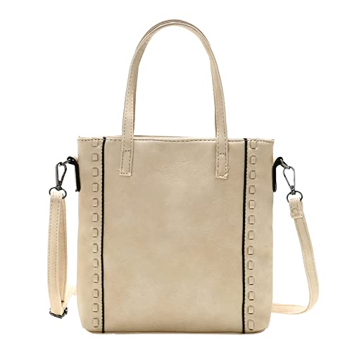 ZZHZGZ Umhängetaschen Damen Crossbody Bag, einfarbig, vielseitig, mit Reißverschluss, handgewebt, Vintage-Umhängetasche mit einer Schulter (Beige, One Size) von ZZHZGZ