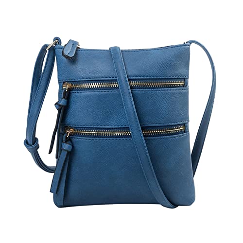 ZZHZGZ Umhängetaschen Damen Crossbody Bag, einfarbig, weiches, große Kapazität, verstellbarer Schultergurt, Reißverschluss, vielseitige Umhängetasche mit einer Schulter (Navy, One Size) von ZZHZGZ