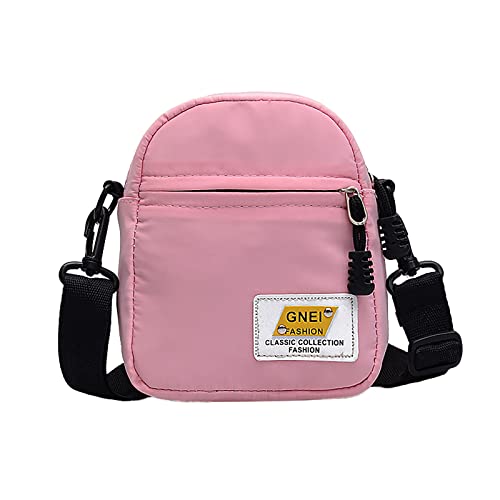 ZZHZGZ Umhängetaschen Damen Crossbody Bag 2022 koreanische Art Weise einfache beiläufige eine Schulter Umhängetasche kleine quadratische Nylontasche (Pink, One Size) von ZZHZGZ