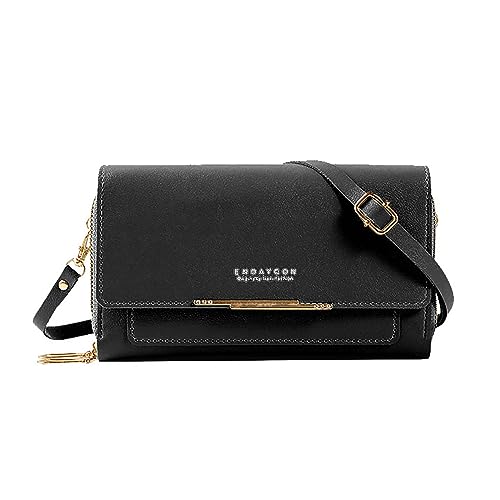 ZZHZGZ Umhängetaschen Damen Crossbody Bag 2023 frauen Brieftasche Koreanische Multifunktionale Schulter Tasche Medium Lange Clutch Tasche Geldbörse (Black, One Size) von ZZHZGZ